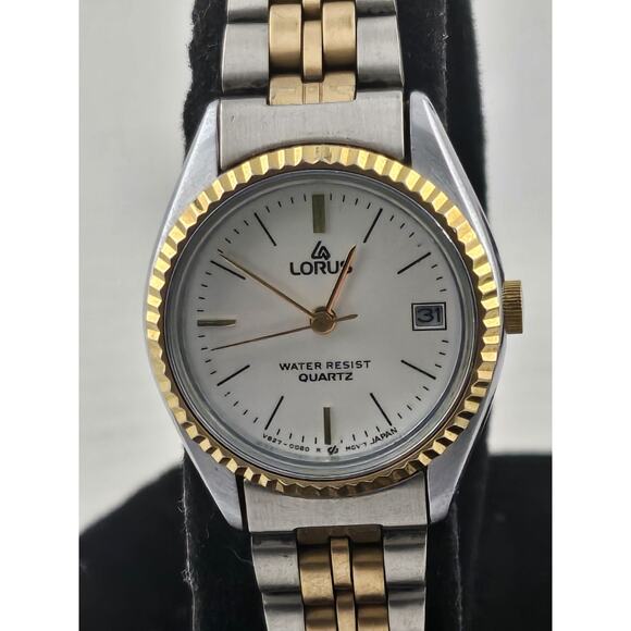 Vintage Lorus V827 Ladies President Style Fluted Bezel Day Date NOS New Battery - Picture 4 of 11